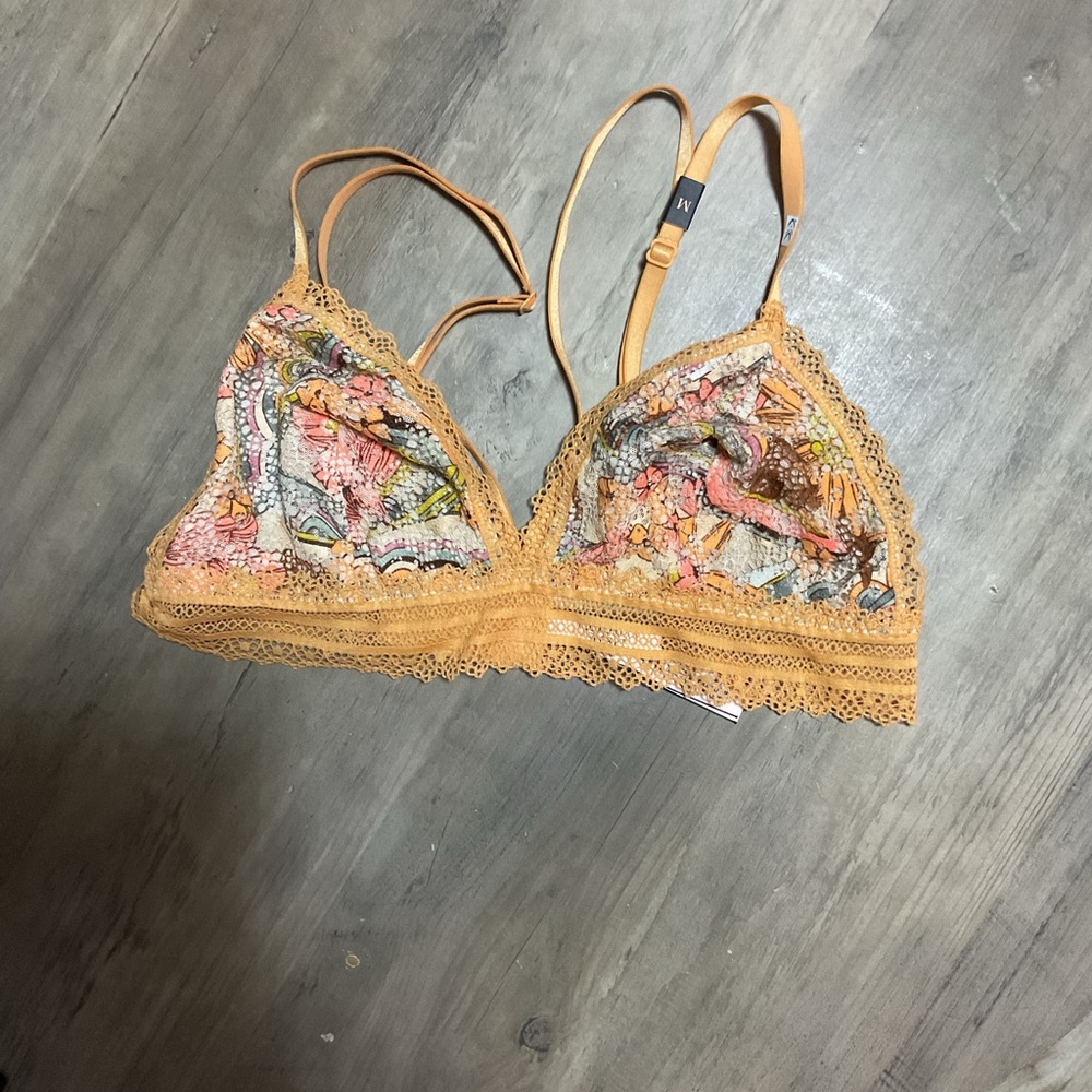 Victoria's Secret Peach Floral Lace Triangle Bralette